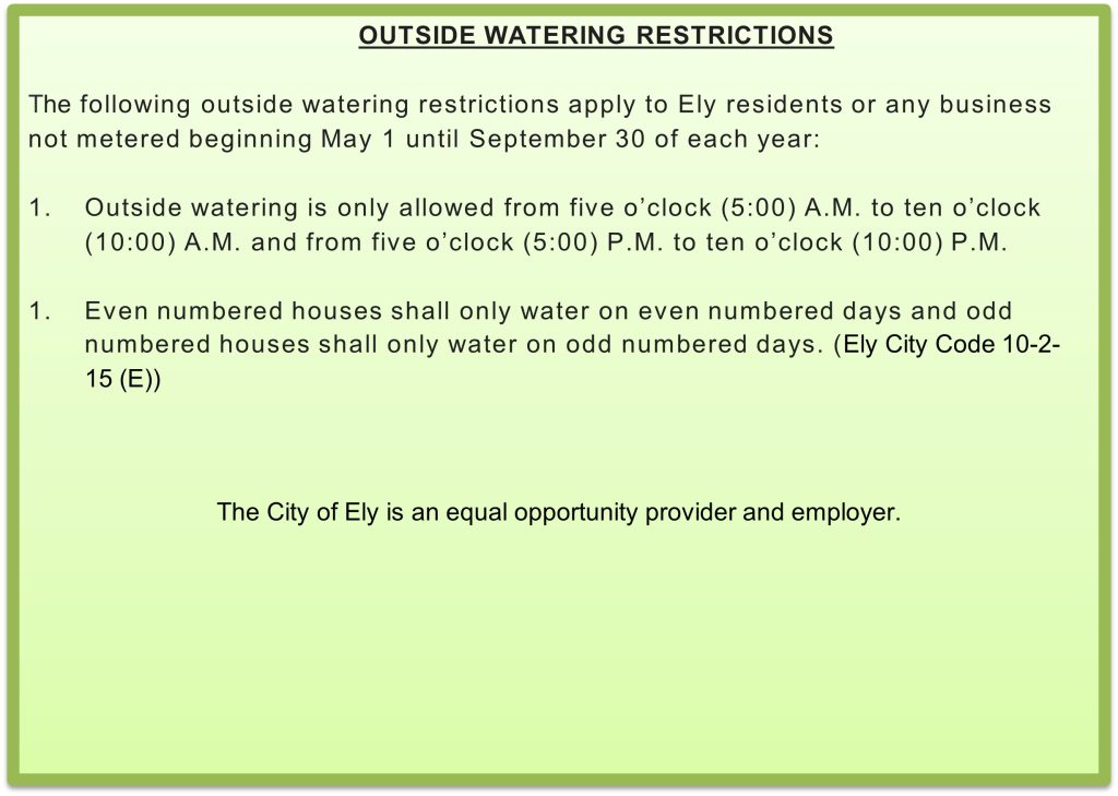 Watering Restrictions in Ely, NV
