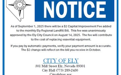 Notice:Capital Improvement Fee Added to City of Ely Bills