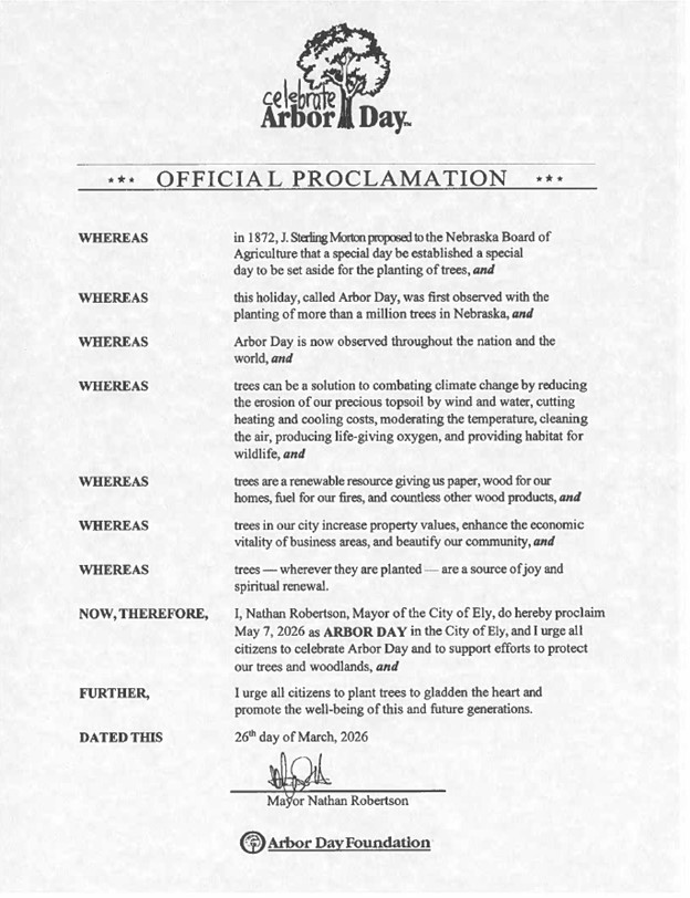 Arbor Day in the City of Ely, NV