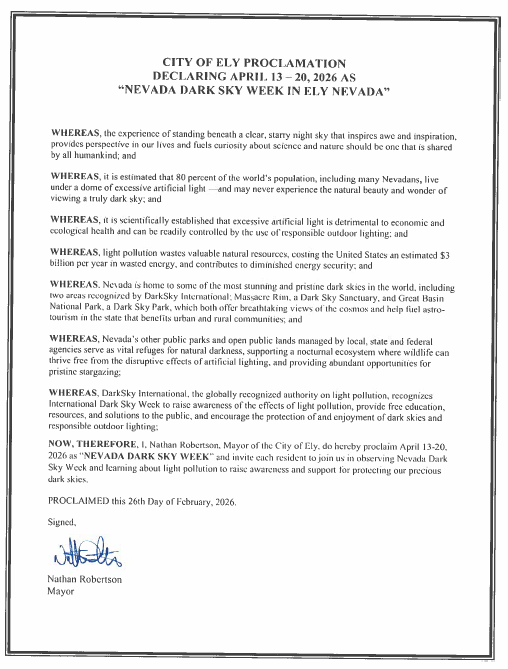 Nevada Dark Sky WEek in Ely Nevada