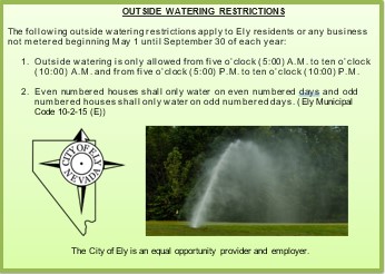 2026 Watering Restrictions in Ely, NV