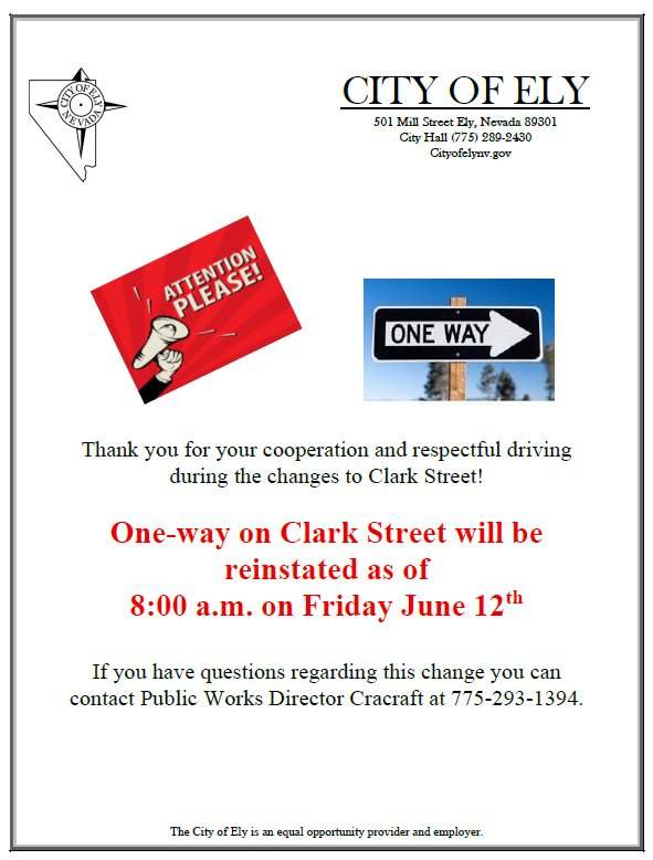 Clark Street one way in Ely NV